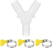 uxcell Drain Hose Connector 3-Way Washing Machine Drain Hose Adapter Plastic Hose Extension Adapter with 3Pcs Clamps for 0.6-0.7 Inch Air Conditioner Dishwasher Water Pipe