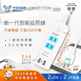 【Dr.AV 聖岡科技】2USB+2插2P延長線、電延線、中繼線（PB-223U-4）