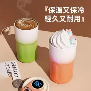 【SUNORO】316不鏽鋼智能顯溫咖啡杯 保溫保冷隨行杯 420ml(保溫杯/環保杯/可拆卸茶倉)