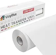 Heat Transfer Vinyl-12” x 50ft White Iron on Vinyl Roll for Shirts, HTV Vinyl for Silhouette Cameo, Cricut, Easy to Cut & Weed