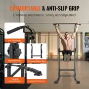 Height Adjustable Pull Up Bar Dip Station Multi-Function Strength Training