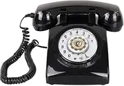 Retro Rotary Phone – 1960s Style Vintage Landline Phone for Home, Office, Desk – Corded Phone with Mechanical Ringer in Black