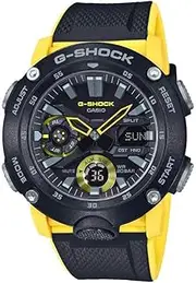 CASIO Men's G-Shock Duo Carbon Core Guard Analog-Digital Watch, Black Case, Yellow Band