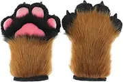 VOCUE Wolf Costume Furry Paw Warm Gloves for Adult Plush Mittens Costume Accessory Animal Cosplays Party