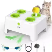 Interactive Cat Toys, 2-In-1 Automatic Cat Toy, 4 Holes Mice Whack a Mole, Cat M