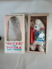 Tin toy 1950's Yonezawa-Japan "ROVER" THE POODLE BELL RINGER LADY DOG New In Box