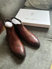 NEW Robert Graham Chelsea Boots Brown Breton Skull Rose Men’s Sz 8 $298