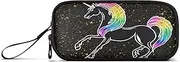 RPLIFE Unicorn Colorful Black Pencil Box Case, Pencil Pouch Zipper, Pencil Pouch Canvas