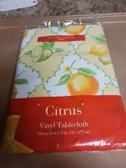 Vinyl Tablecloth Flannel Backed 52x70 Oblong Kmart Citrus Vintage