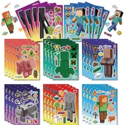 16PC Minecraft Make a Face DIY Stickers Birthday Party Favors Lolly Loot Bag Fillers