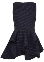 JW Anderson Pinstriped Peplum Stretch-wool top - Navy - 10 (UK10 / S) 10 (UK10 / S)