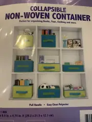 Set Of 3 New Storage Essentials Non-Woven Collapsible Boxes Blue Lime Green