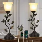Bedside Lamps Set of 2, 20 Inch Retro Style Table Lamp for Bedroom Touch Control