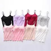 Women's Camisole Tops With Built In Bra Neck Vest Padded Slim Fit Tank Tops Skin Color M