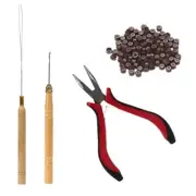 1 Set of Hair Extension Tool Kit Clamp Hook Pull Pin 200Pc Micro-Silicone4456
