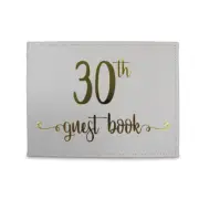 Guest Book 30th Gold Text Novelty Birthday Party Signature Pad Set 23x18cm