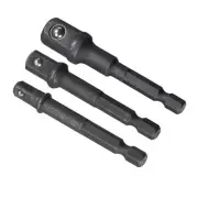 Impact Grade Socket Adapter 1/4" 3/8" 1/2" Drive 3" Extension Bit 1/4" Hex Shank