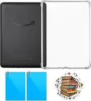 4 in 1 Clear Case with 2 Screen Protector and 50 Sticker for Kindle Paperwhite 12th Gen 2024 (7") & Kindle Colorsoft Signature Edition (7"),【All-Around Protection】【Light Weight】【Anti-Scratch】