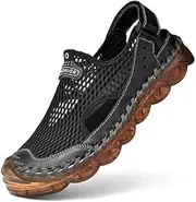[LZDZN] Men's Sandals For Men Closed Toe Outdoor Mesh Beach Summer Shoes Breathable Loafers Slippers Flip Flops Fisherman Hiking Athletic Sport Lightweight Trail Walking Black Brown Size