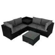 SWS_ Luxury 6PCS Outdoor Modular Lounge Sofa Elegant Coogee-Black Relax