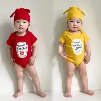 在飛比找蝦皮商城精選優惠-AKUI⚡夏季新款韓版嬰兒寶寶衣服番茄醬芥末醬造型包屁衣爬服
