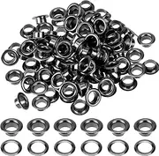 100Sets 1/4Inch Grommets Black Eyelets Metal Eyelets with Washers for Canvas, Shoes, Clothing, Bead Cores, Fabric, Leather and Bag