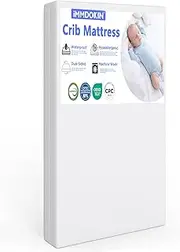 iMMDOKIN Hypoallergenic Crib Mattress Certified, Dual-Sided Baby & Toddler Crib Mattresses, Waterproof, Machine Washable Cover, Memory Foam, Standard Size, 5" Thick