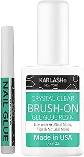Karlash Acrylic Nail System Golden Brush ON Gel Glue Resin 0.5 oz. Nail Glue for Acrylic Nails, Brush on Nail Glue for Nail Repair, Super False Nail Adhesive Glue for Broken Nails Long Lasting