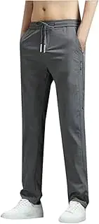 [Generic] Men's Lightweight Hiking Pants Straight Leg Open Bottom Casual Pants Loose Elastic Waist Joggers Pants with Pockets