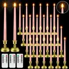 24 Pack Flameless Taper Candles with Remote Control and Timer Flickering LED ...