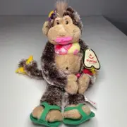 Aurora Cheeky Monkey Hawaiian Girl Plush Brown 10” Hook & Loop Hands NWT