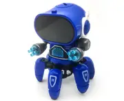 Creative Dance Electric Six-claw Robot Infrared Sensor Can Be Illuminated Music Toys Suitable for Children-Blue