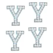 10 Pcs Iron on Letter Patches, Letter Y Rhinestone Alphabet Applique, White/Blue