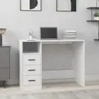 Desk with Drawers Engineered Wood Office Computer Desk White 102x50x76 cm vidaXL