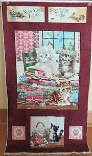 1 Sweet "Krafty Kittens" Cotton Fabric Quilting Home Decor Sewing Panel