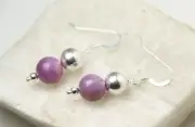 Ruby Natural Gemstone 9mm Ball & 8mm Ball .925 Sterling Silver Earrings 1 1/2"