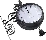 Garden Clocks Outdoor | Creative Iron Art Metal Clock | Wall Clock Double Sided Hanging Outdoor | Antique Style Creative Classic Wall Clock Decoration, Outdoor Wall Art Antique Decor for Garden
