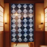 Tie Dye Indigo Checkerboard Doorway Curtain, Japanese Hemp Ramie Noren Curtain