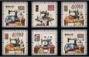 Stitch In Time Sewing Patchwork Panel Black, Fabric by the Yard