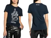Roberto Cavalli Snake Print Monogram Cotton Top Lounge Iconic Shirt M