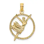 14K Yellow Gold Dancer In Circle Frame Charm