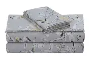 King Bed Sheet Set Soft Cotton Sateen Printed Sheets Floral Print Extra Deep Poc