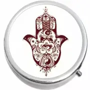 Hamsa Hand Eye Medicine Vitamin Compact Pill Box