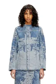 [Diesel] Diesel - Jacket in distressed jacquard denim - Denim Jackets - Woman - Blue S Blue