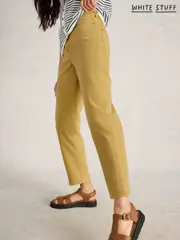 White Stuff Khaki Yellow Blake Straight Crop Jeans (H15790) | $108