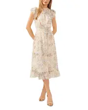 CeCe Ruffled Flutter Sleeve Midi Dress