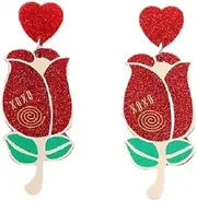 [IXDEAXLY] Valentine Earrings Love Heart Rainbow Dangle Drop Earrings Jewelry Round Acrylic Earrings Pride Earrings Jewelry Gifts Valentine's Day Accessories