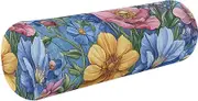 GuoChe Bolster Pillow for Couch Spring Cute Flowers Rustic Blue Neck Roll Pillows for Bed 5.5" x 17" Round Pillow Insert Decorative Cylinder Pillow Lumbar Support for Bed