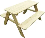 Merry Garden Kids Wooden Picnic Bench Outdoor Patio Dining Table, 37 x 10.8 x 4.9, Brown