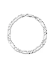 Yield of Men 18K Over Silver 7mm Figaro Chain Bracelet
